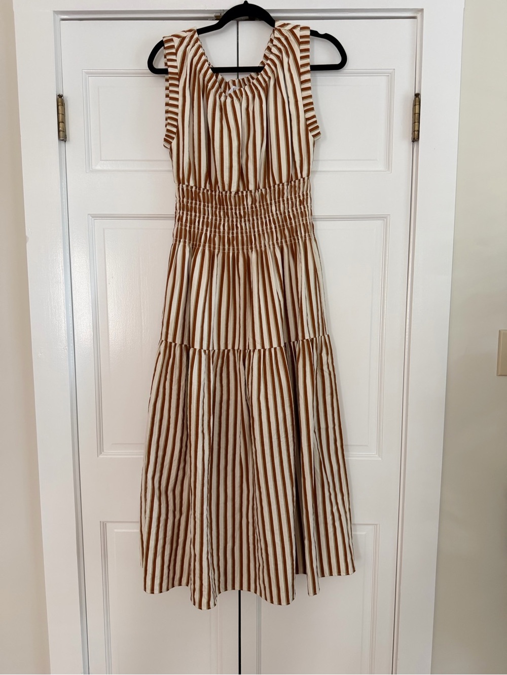 THML Cream and Brown Striped Maxi Dress